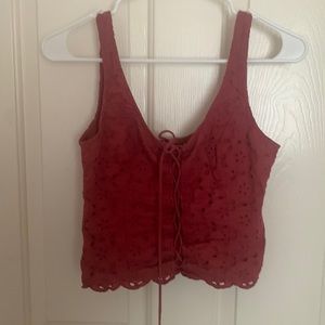 Red cropped sleeveless top